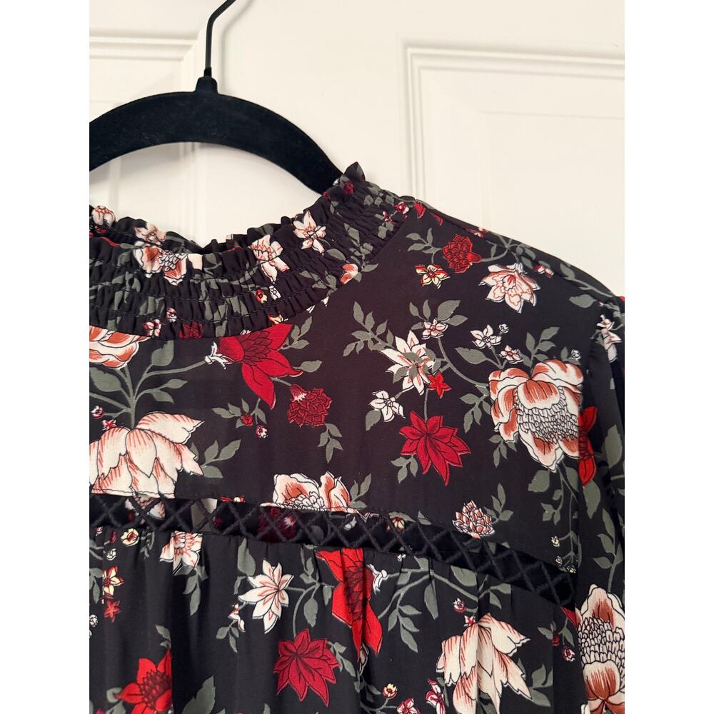 Ophelia Roe Black Floral Long Sleeve Dress - Size XL - Picture 4 of 6